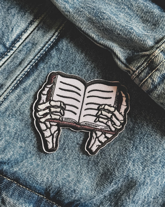 Skeleton/Book - Iron on Patch
