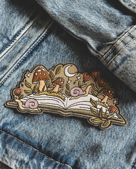 Mushroom/Snail Open Book - Iron on Patch