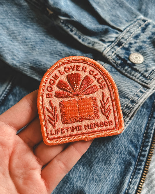 Book Lover Club Lifetime Member - Peach - Iron on Patch
