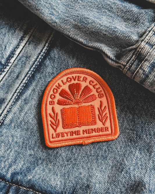 Book Lover Club Lifetime Member - Peach - Iron on Patch