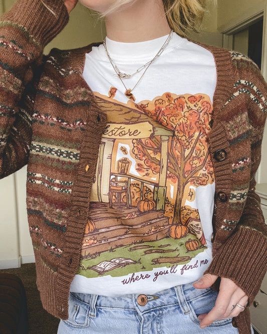 Fall Bookstore Tee - White