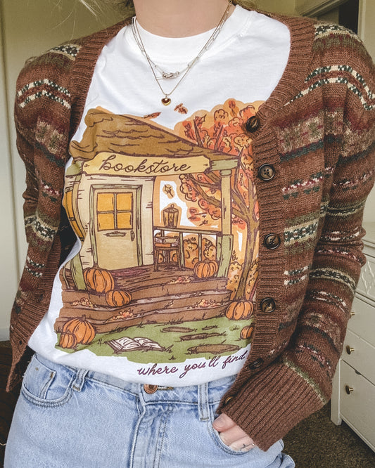 Fall Bookstore Tee - White