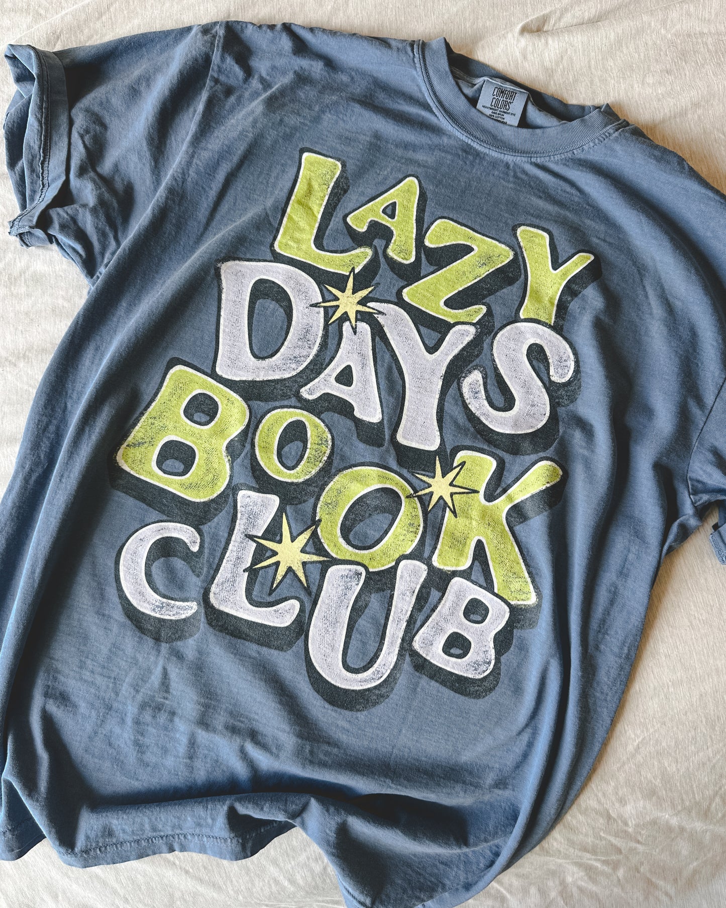 Lazy Days Book Club Tee - Denim Blue