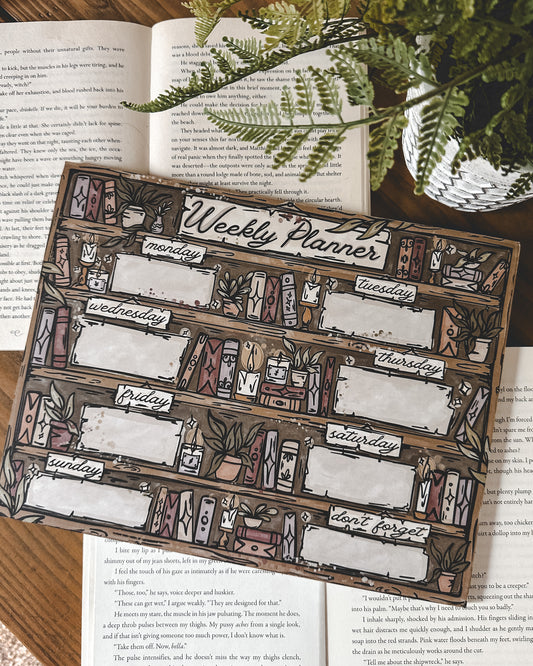 Bookshelf Weekly Planner Large Notepad