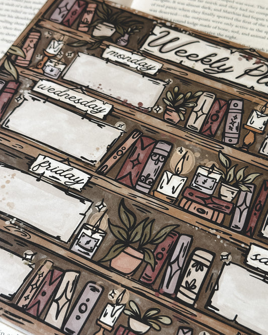 Bookshelf Weekly Planner Large Notepad