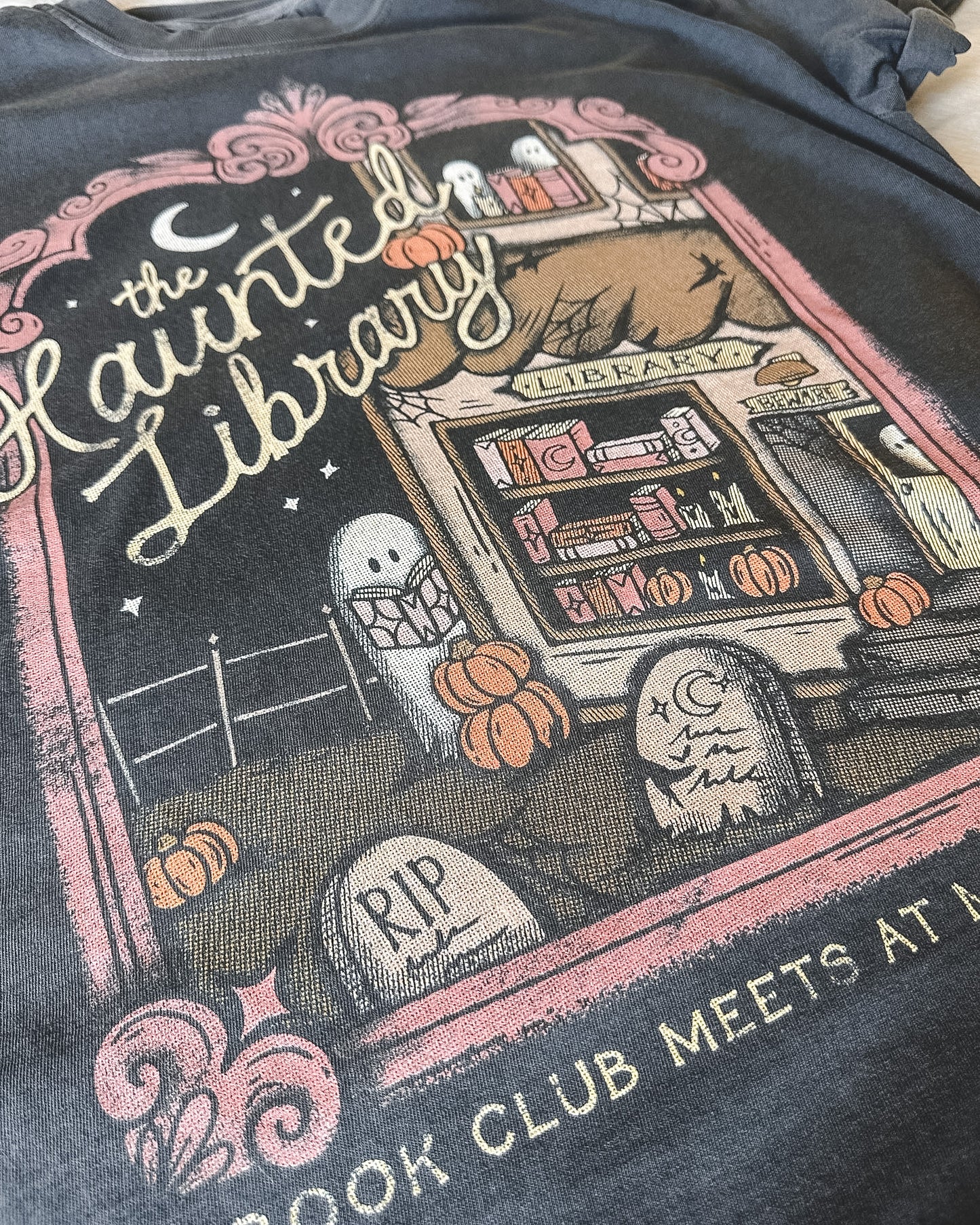 The Haunted Library Tee - Pepper