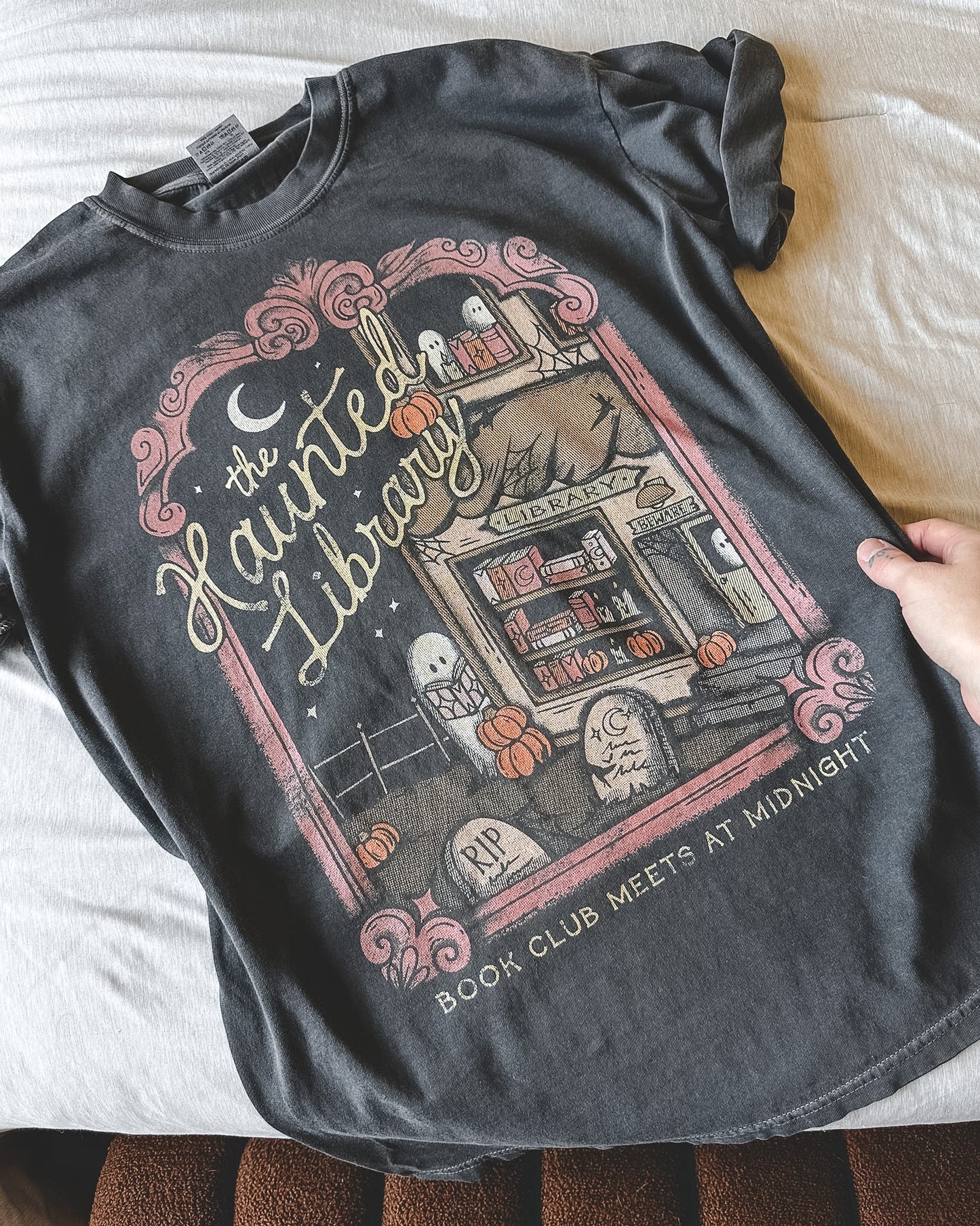 The Haunted Library Tee - Pepper