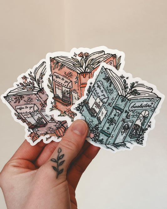 Seasonal Bookstore Sticker - Set of 3