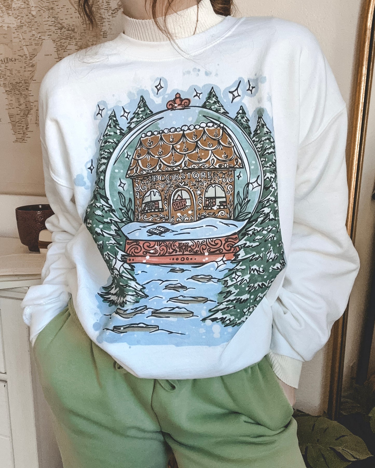 Winter Bookstore Crewneck Sweatshirt - White