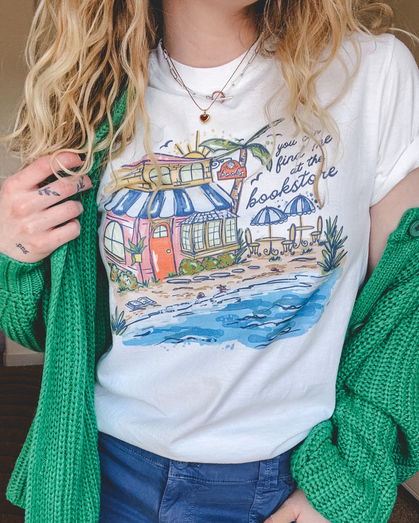 Find me at the Bookstore Beach Tee - White