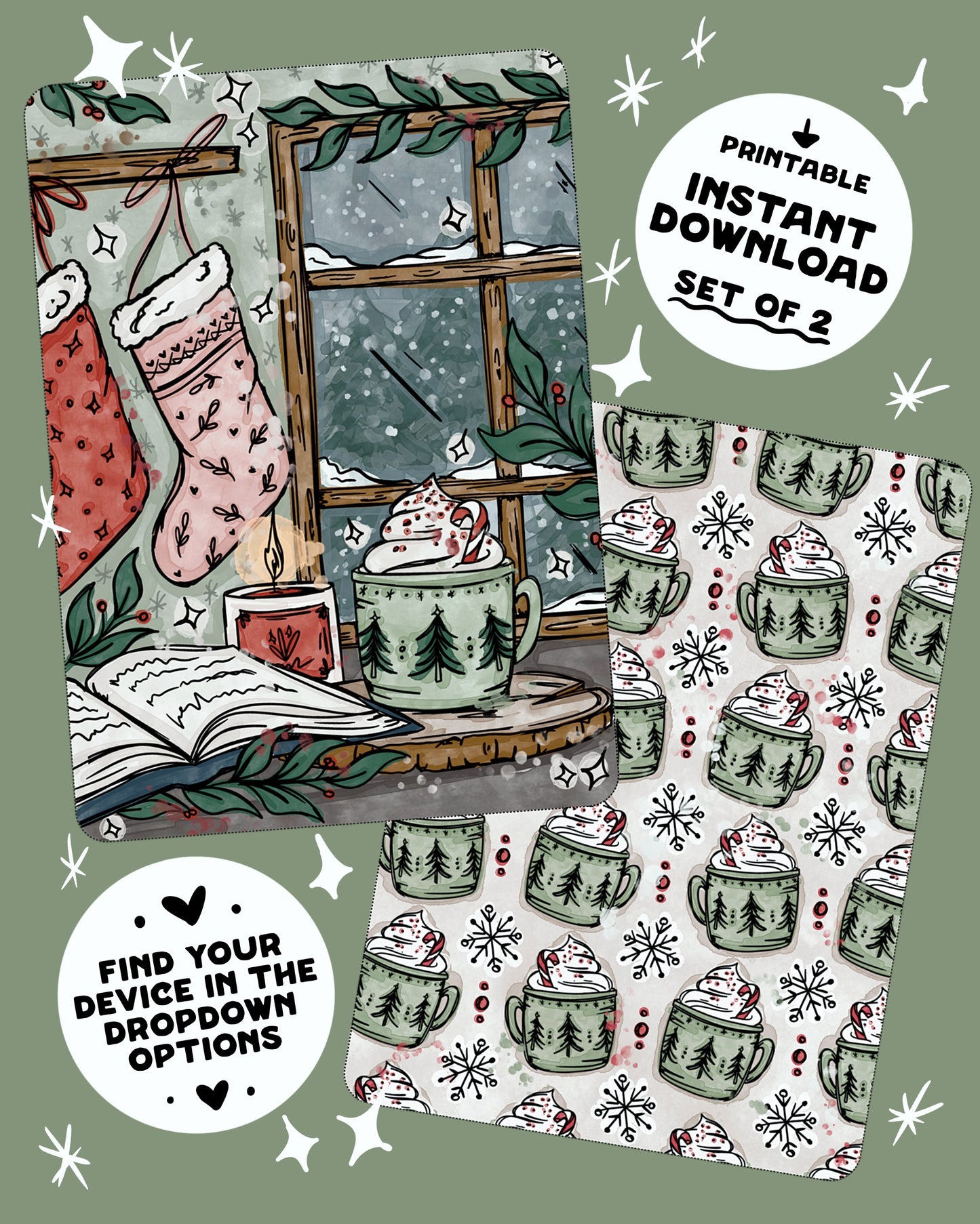 Winter Window Kindle Insert Set of 2 *DOWNLOAD/PRINT&CUT*