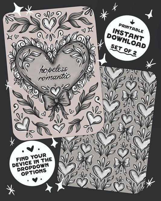 Hopeless Romantic Grey Insert Set of 2 *DOWNLOAD/PRINT&CUT*