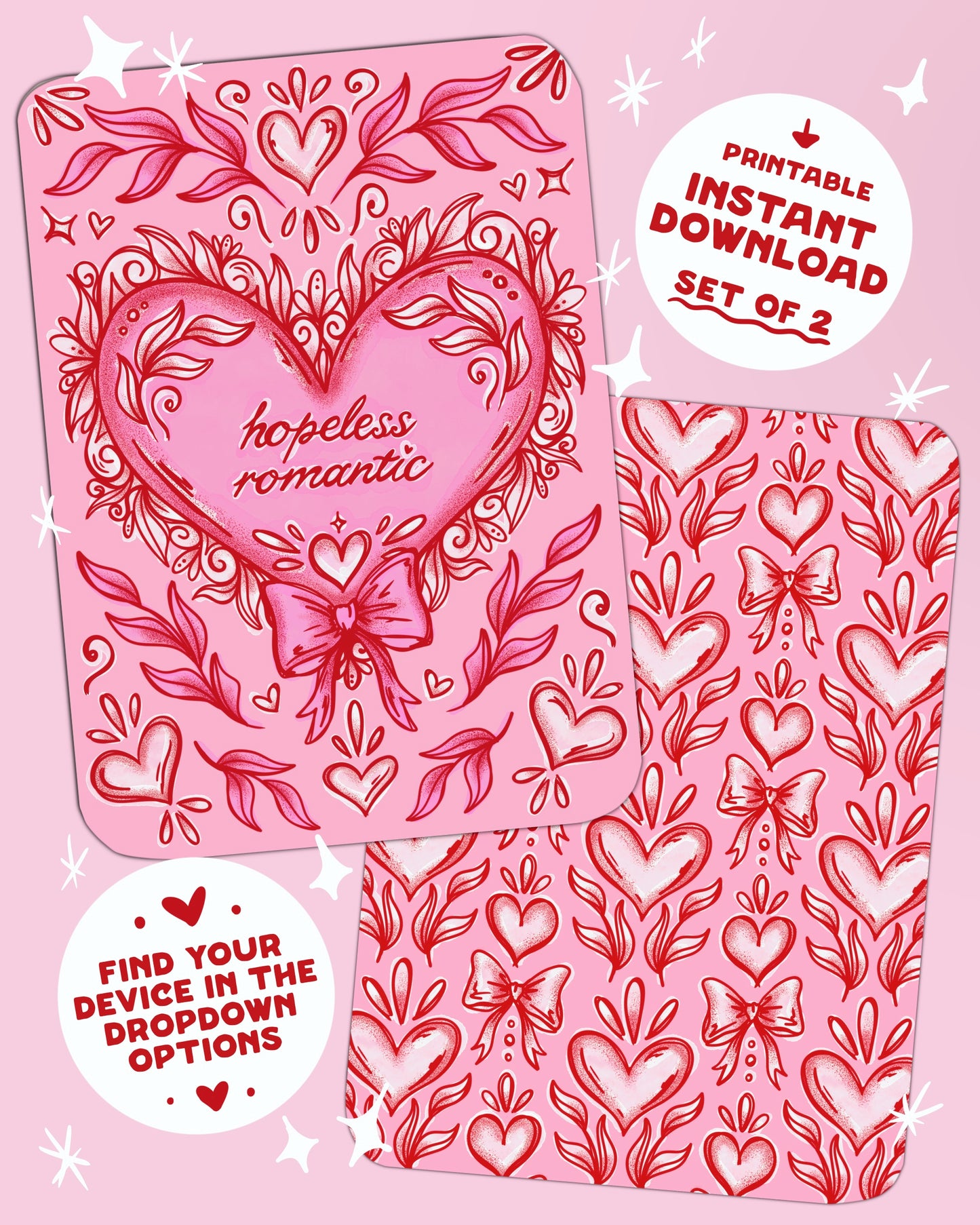 Hopeless Romantic Pink Insert Set of 2 *DOWNLOAD/PRINT&CUT*