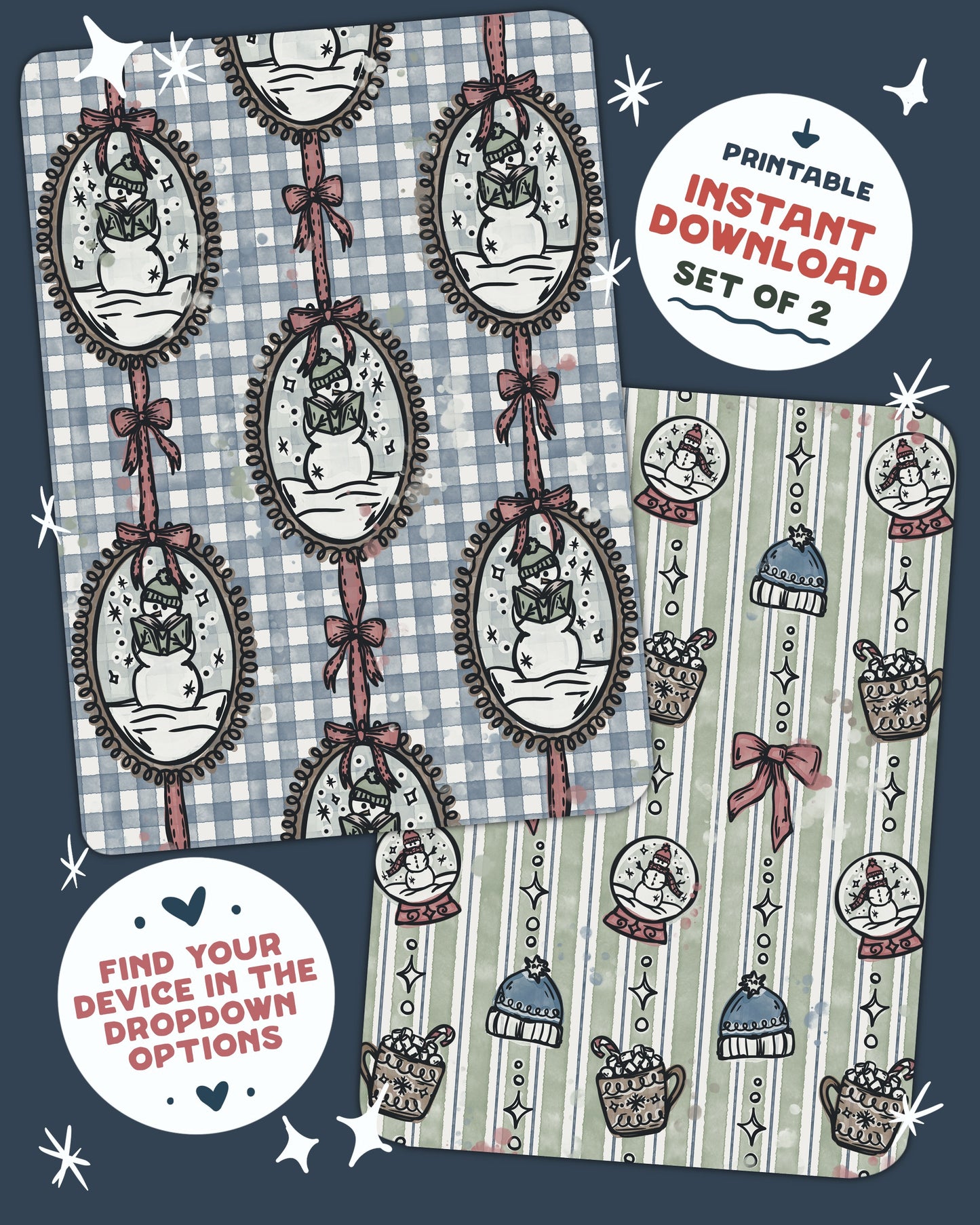 Snowman Festive Kindle Insert Set of 2 *DOWNLOAD/PRINT&CUT*