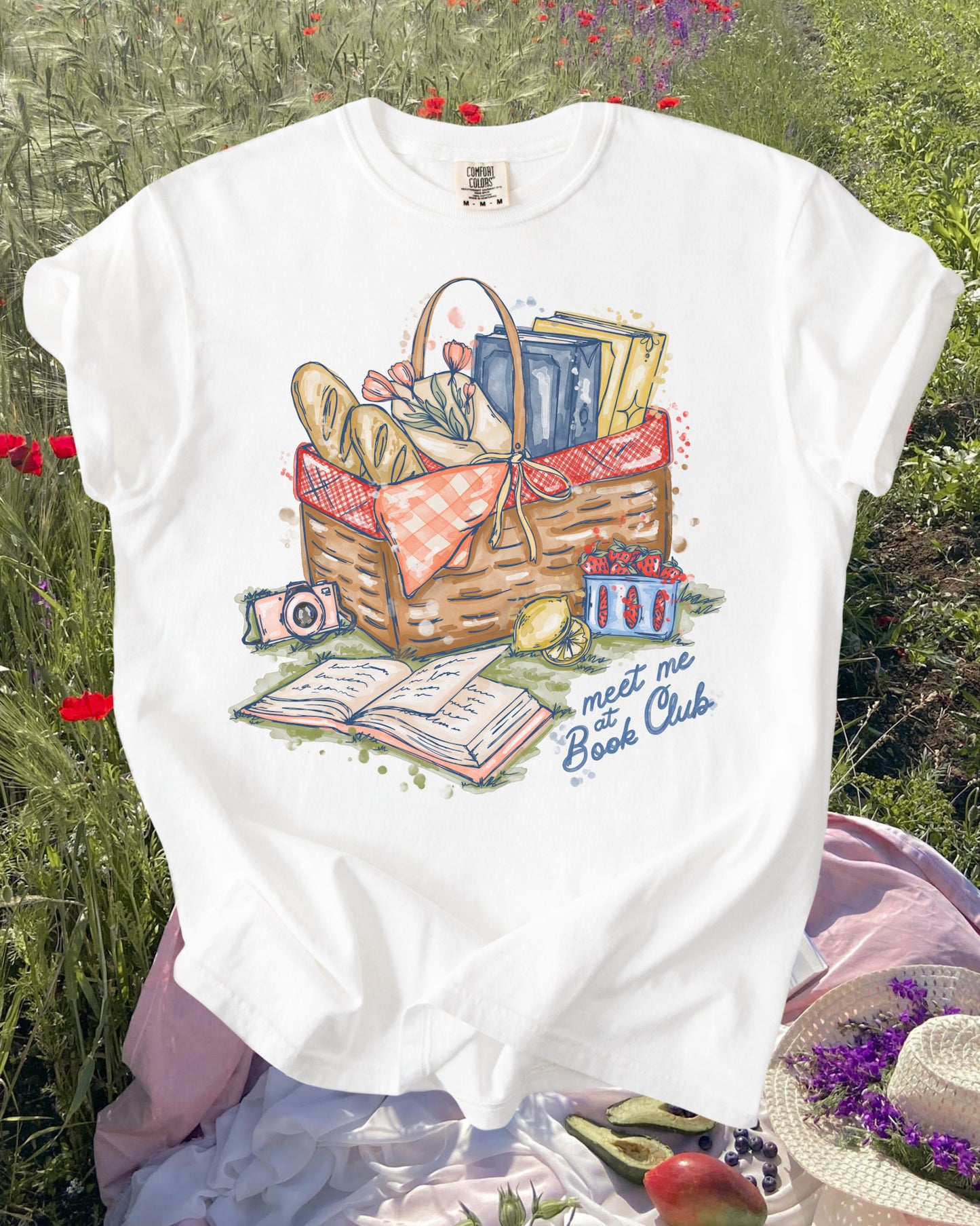 Meet Me At Bookclub Picnic Tee - White